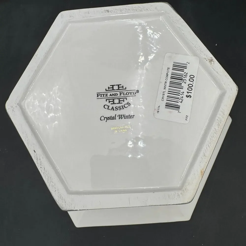 Fitz and Floyd Crystal Winter Round Compote 6.5